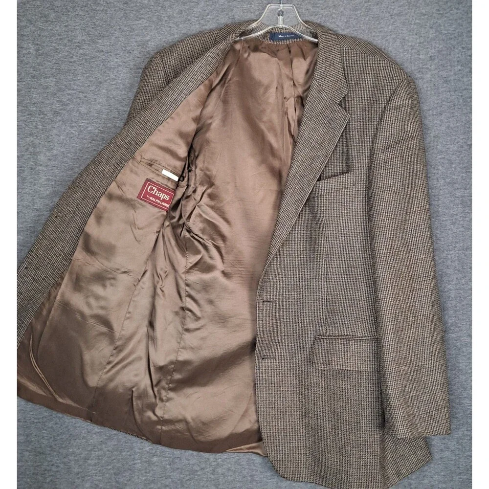 Vintage Chaps Ralph Lauren Men's Wool Blazer Tweed Multicolor 42T Canada FLAW